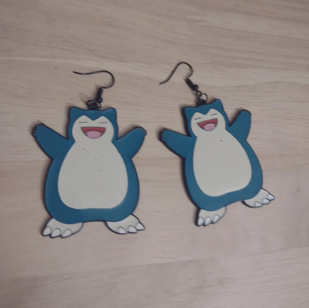 Snorlax Pokemon Large Enamel Charm Earrings Pokémon Nintendo Anime